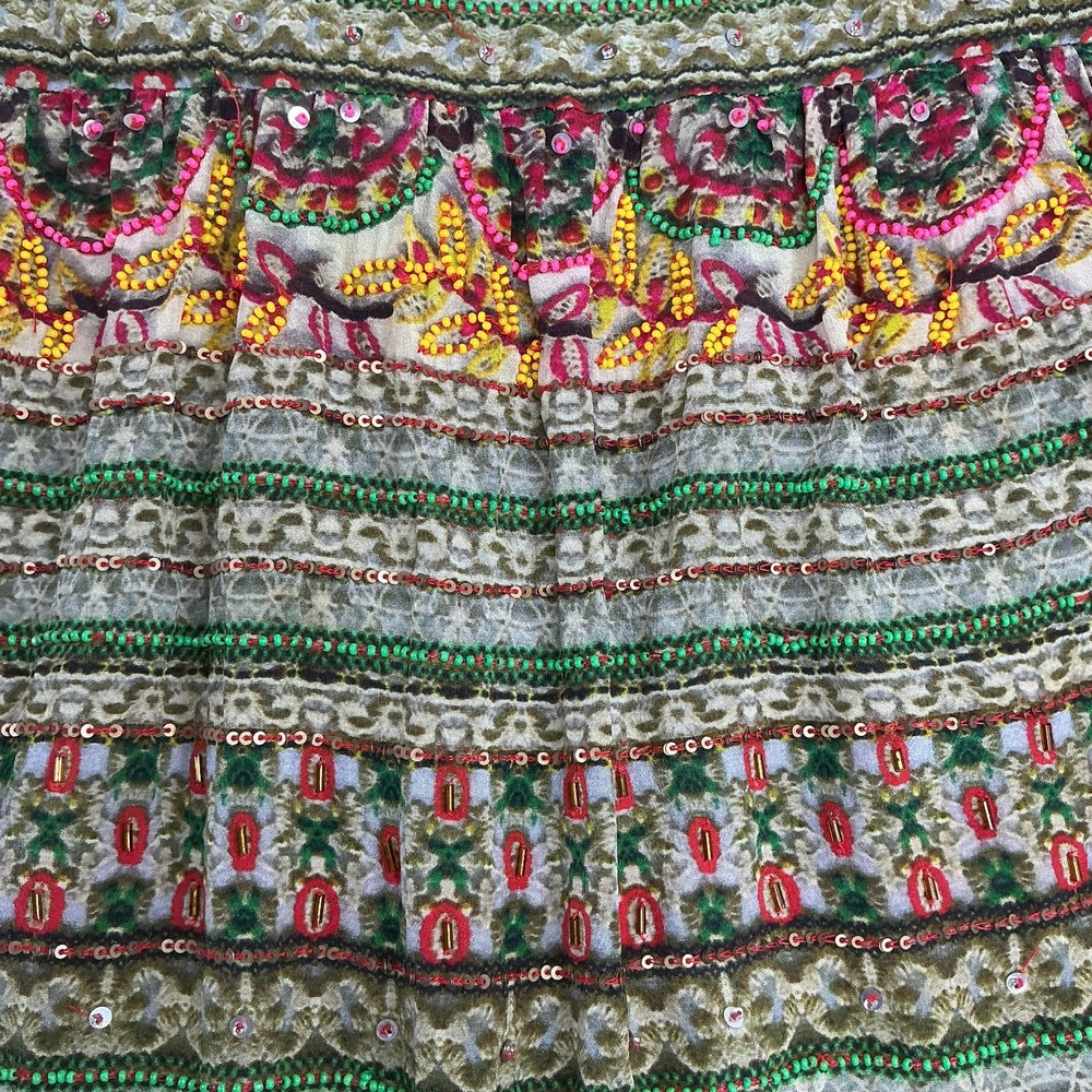 Hemant & Nandita Silk Beaded Drop Waist Mini Dress sz 2 Embroidery Anthropologie - Picture 11 of 16
